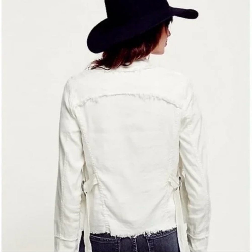 Free People Rae Femme Linen Jacket Ivory Raw Edge Size S - Picture 4 of 12
